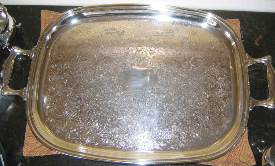 YB401 (Silverplate, Hollowware) Large Silverplate Waiter Tray by Gorham Silver-1