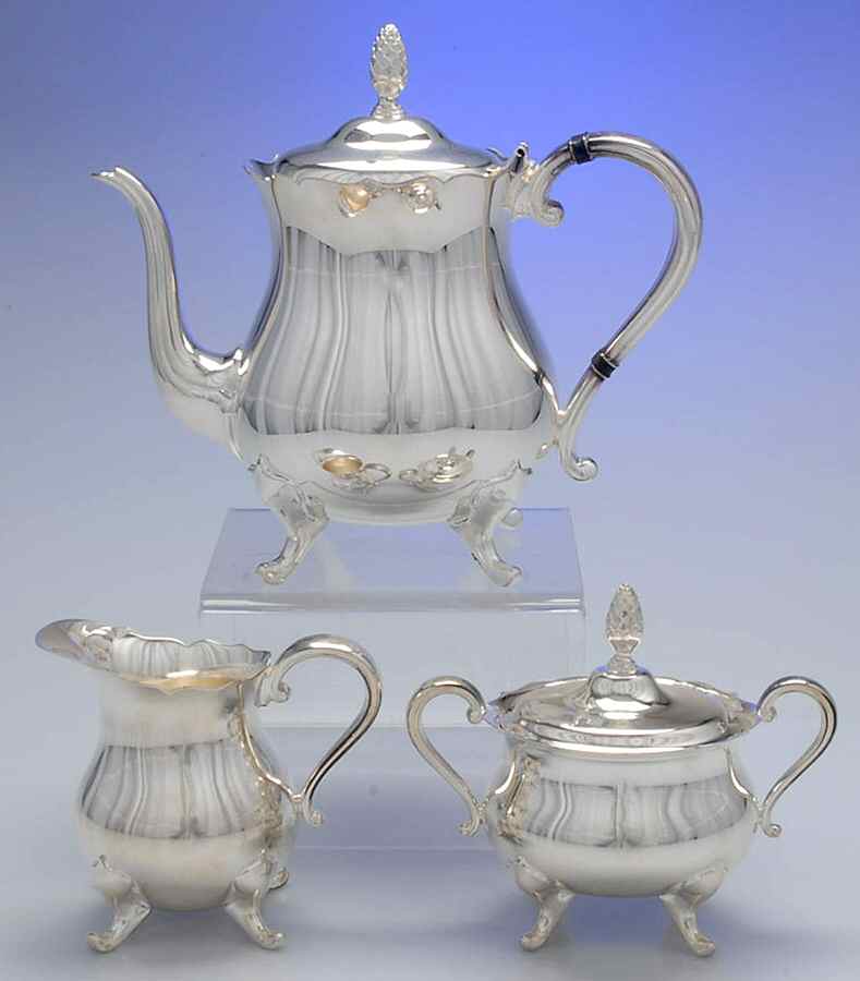 YB401 (Silverplate, Hollowware) 3 Piece Tea Set (PTP, PCR, PSU) by Gorham Silver-1