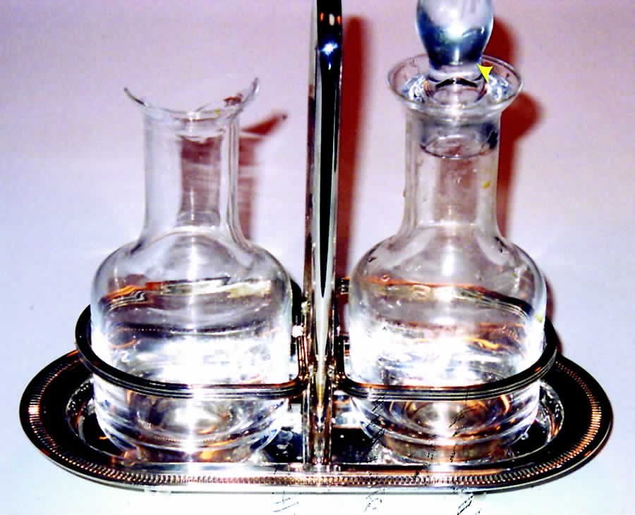 Maestri (Silverplate, Hollowware) Cruet Set-2 Cry Bottles & Stand by Gorham Silver-1