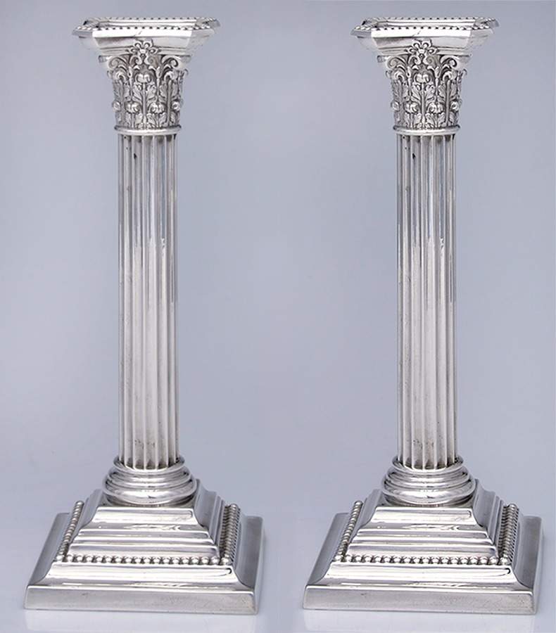 A3208 (Sterling, Hollowware) Pair of 10" Weighted Candlesticks by Gorham Silver-1