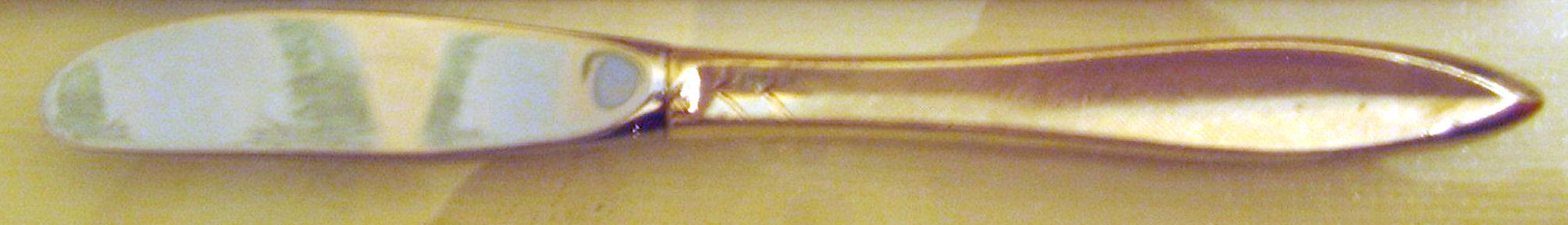 Golden Gossamer (Sterling, Gold Vermeil) Modern Hollow Butter Spreader (Stainless) by Gorham Silver-1