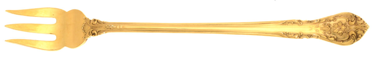 King Edward (Sterling, Gold Vermeil) Cocktail/Seafood Fork by Gorham Silver-1