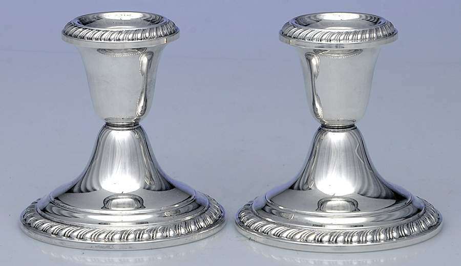 Cambridge (Sterling, Hollowware) Pair of Weighted Console Candleholders by Gorham Silver-1