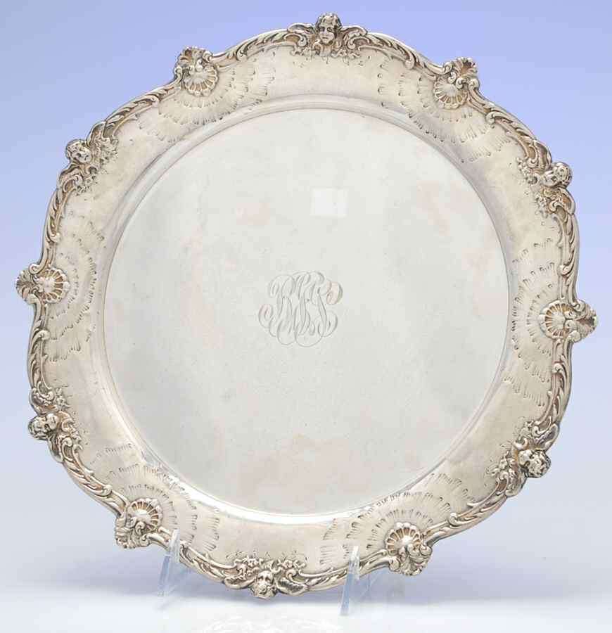 918 (Sterling, Hollowware) 12" Round Sterling Tray by George W Shiebler-1