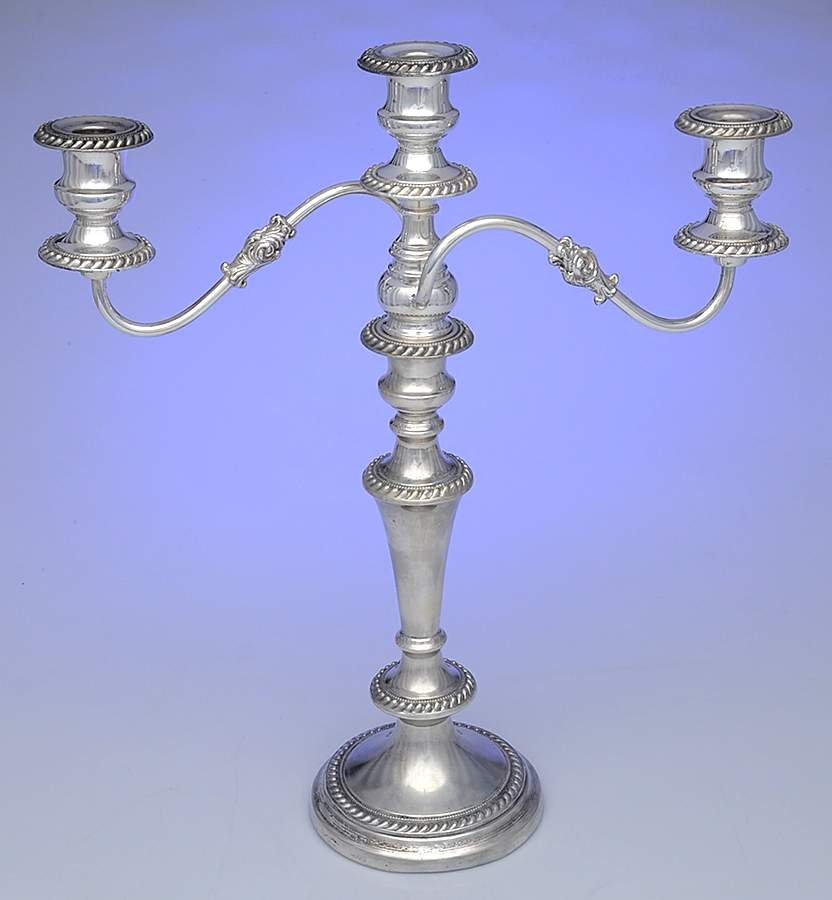GDS7 (Silverplate, Hollowware) 18" 3 Light Candelabra by Goldfeder Silver Co-1
