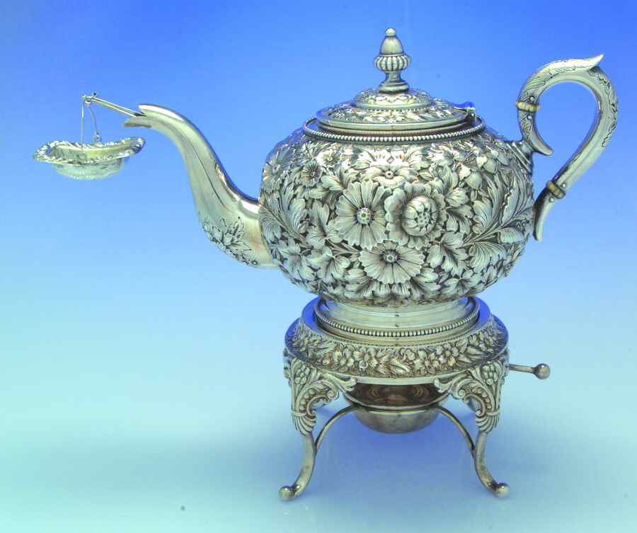 432 (Sterling, Hollowware) Kettle W/Stand, Burner & Strainer by Gorham Silver-1