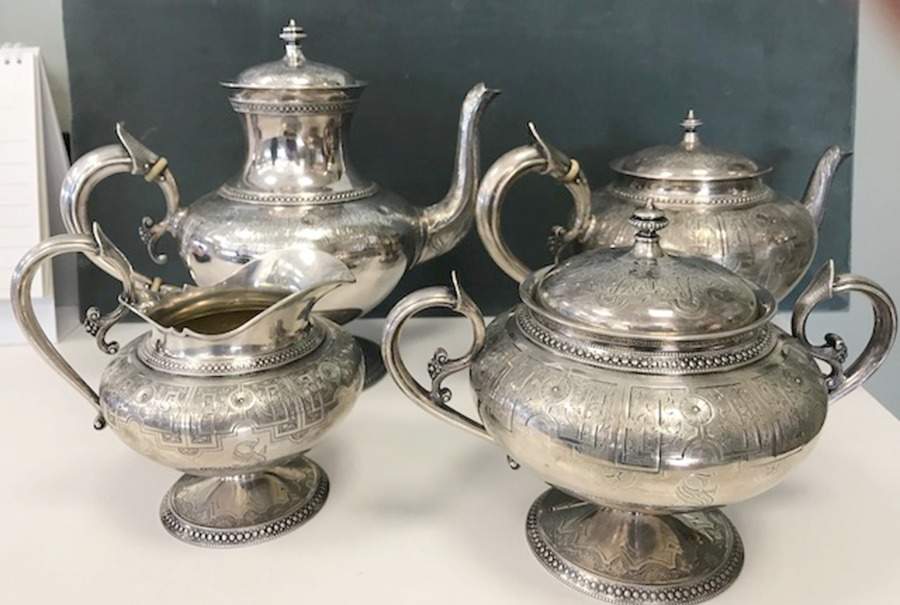780 (Sterling, Hollowware) 4 Piece Tea Set (SCP, STP, SCR, SSU) by Gorham Silver-1