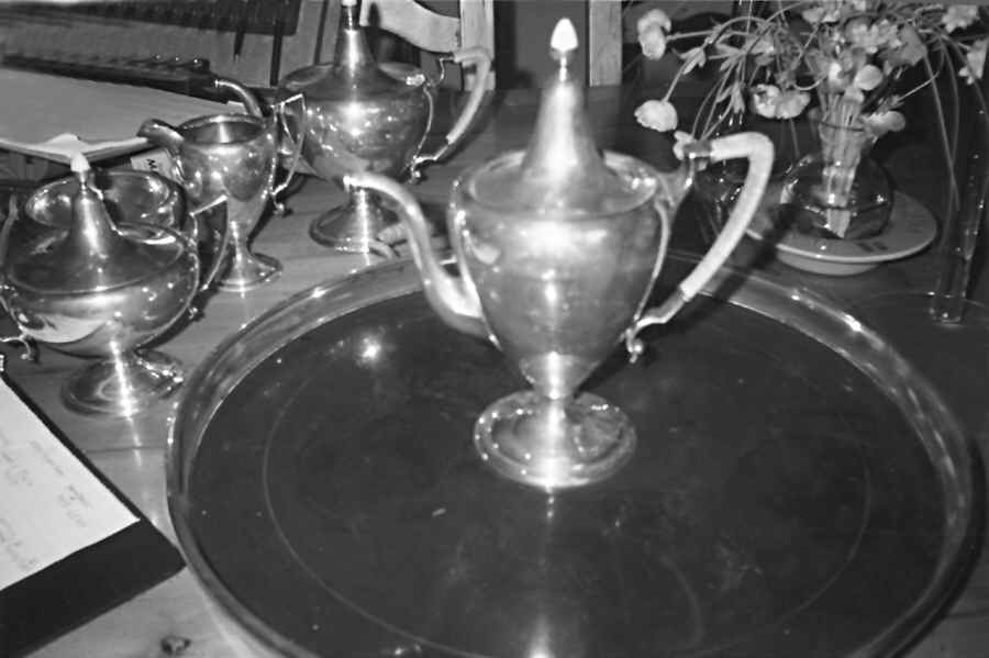 A10012 (Sterling, Hollowware) 5 Piece Sterling Tea Set (with 14" Lucite Tray) by Gorham Silver-1