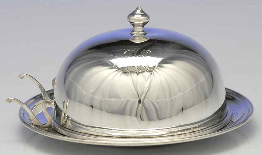 10 (Sterling, Hollowware) Sterling Round Covered Butter by Gorham Silver-1
