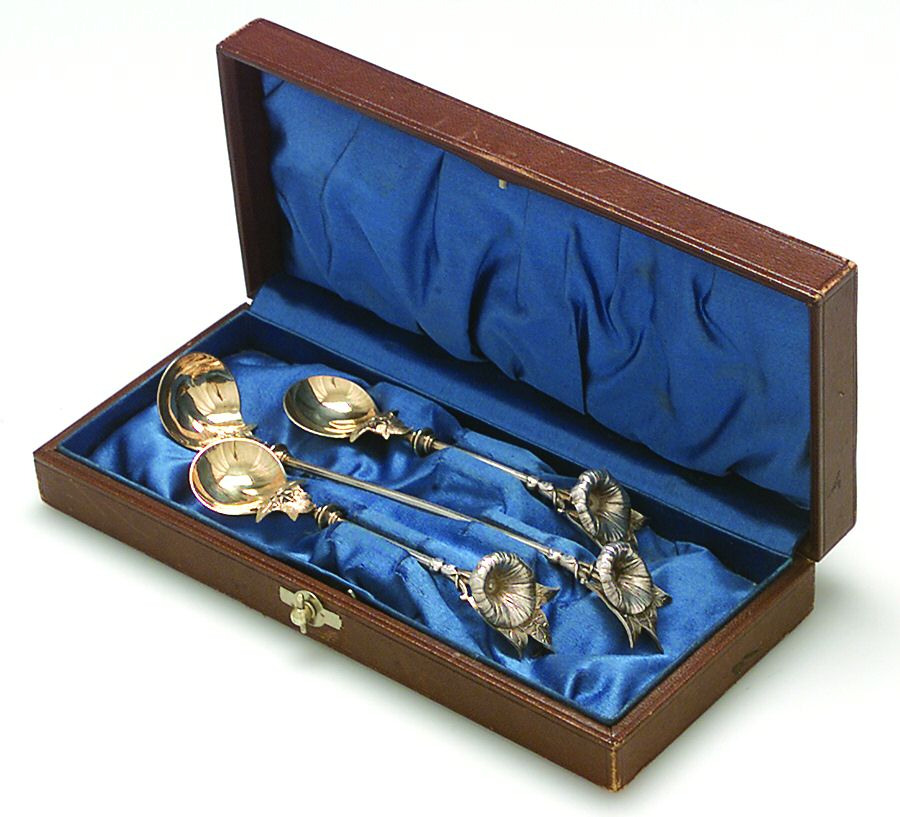 Morning Glory (Sterling, 1865) 3 Section Condiment Set by Gorham Silver-1
