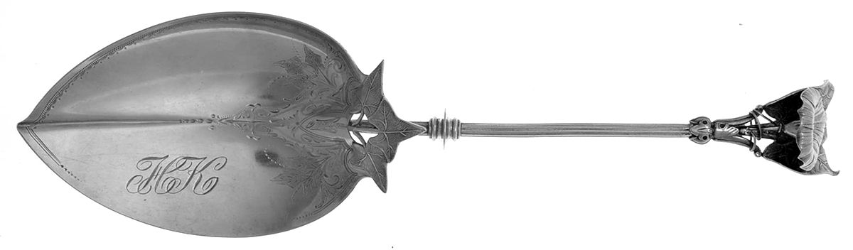 Morning Glory (Sterling, 1865) Large Solid Ice Cream Server, Bright Cut by Gorham Silver-1