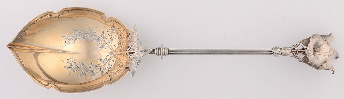 Morning Glory (Sterling, 1865) Brightcut Solid Large Berry/Casserole Spoon by Gorham Silver-1