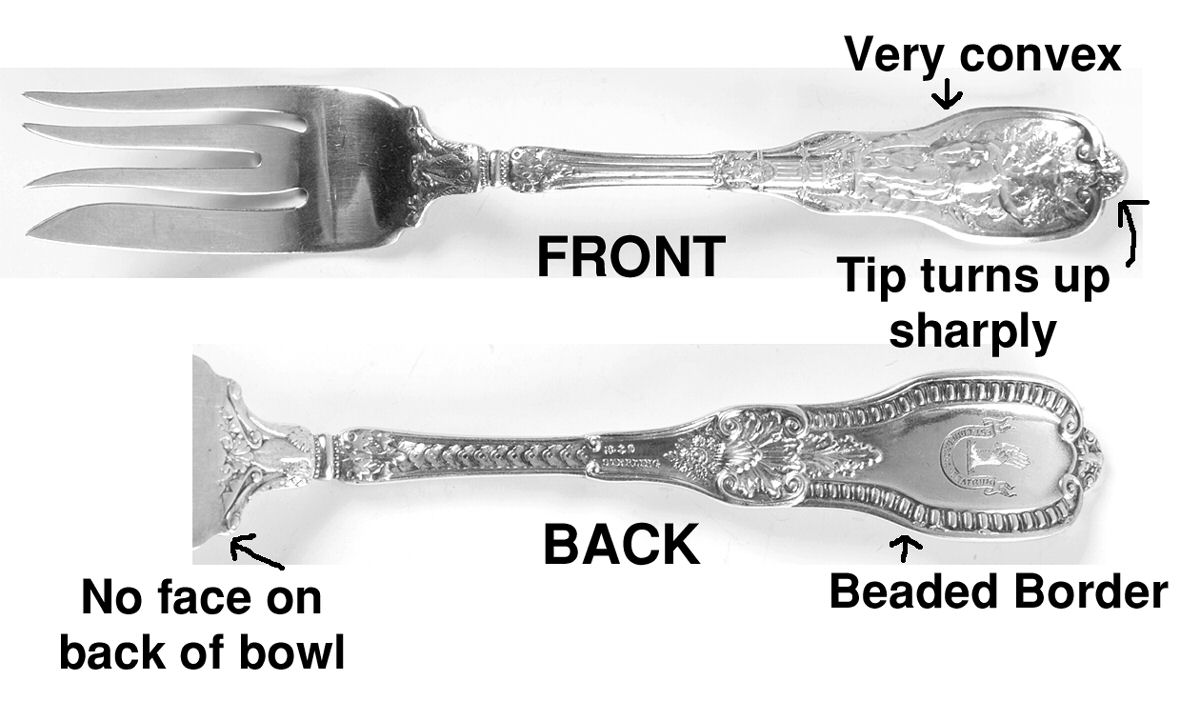 Mythologique (Strl, 1894, Old, BeadBorder, NoFaceBowl) Large Individual Solid Fish/Salad Fork by Gorham Silver-1