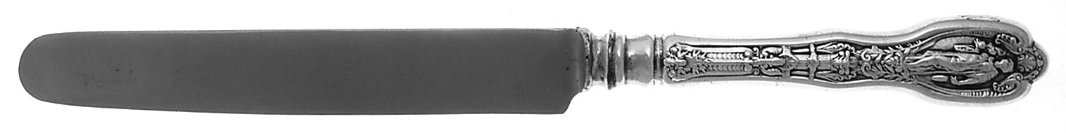 Mythologique (Strl, 1894, Old, BeadBorder, NoFaceBowl) Blunt Hollow Handle Knife W/Bolster by Gorham Silver-1