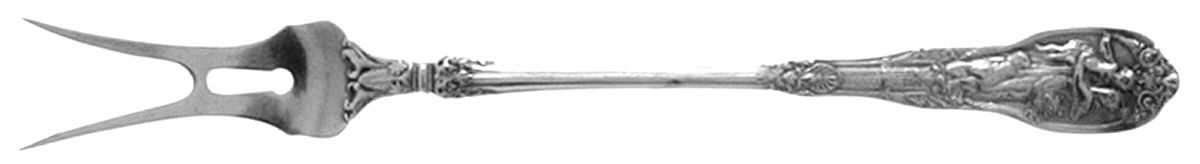 Mythologique (Strl, 1894, Old, BeadBorder, NoFaceBowl) Two-Tine Butter Pick by Gorham Silver-1