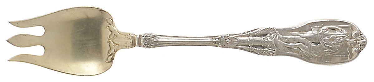 Mythologique (Strl, 1894, Old, BeadBorder, NoFaceBowl) Small Ice Cream Fork by Gorham Silver-1
