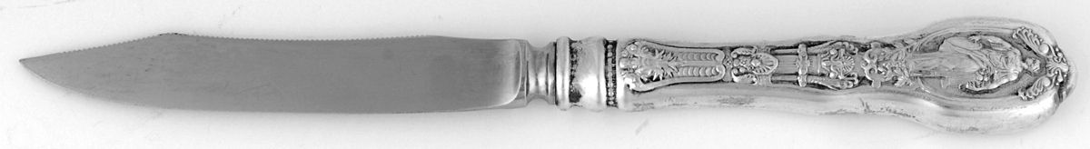 Mythologique (Strl, 1894, Old, BeadBorder, NoFaceBowl) Individual Fruit Knife with Silverplate Blade by Gorham Silver-1