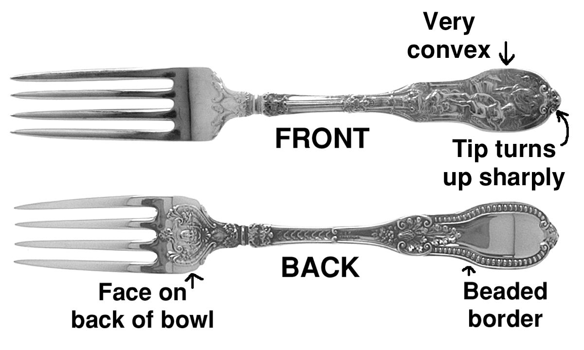 Mythologique (Strl, 1894, Old, BeadBorder, FaceBowl) Fork by Gorham Silver-1
