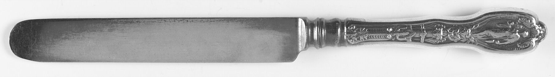 Mythologique (Strl, 1894, Old, BeadBorder, FaceBowl) Blunt Hollow Knife with Bolster by Gorham Silver-1