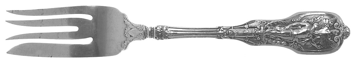 Mythologique (Strl, 1894, Old, BeadBorder, FaceBowl) Large Individual Solid Fish/Salad Fork by Gorham Silver-1