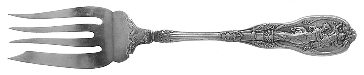 Mythologique (Strl, 1894, Old, BeadBorder, FaceBowl) Small Individual Solid Fish/Salad Fork by Gorham Silver-1