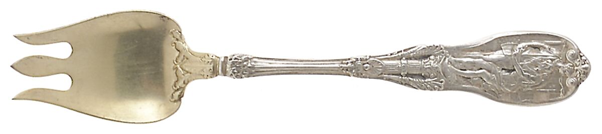 Mythologique (Strl, 1894, Old, BeadBorder, FaceBowl) Small Ice Cream Fork by Gorham Silver-1