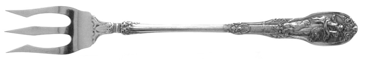 Mythologique (Strl, 1894, Old, BeadBorder, FaceBowl) Old Style Pickle Fork by Gorham Silver-1