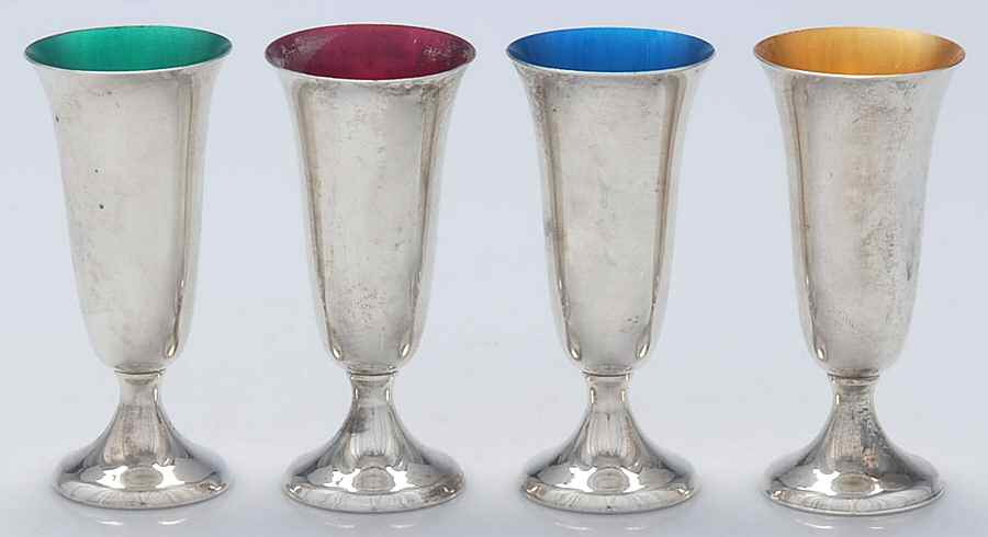 951 (Sterling, Hollowware) Enameled Cordial Cup - Set of 4 by Gorham Silver-1