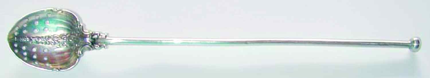 Sterling Flatware Pierced Bowl Long Handle Olive Spoon by Gorham Silver-1