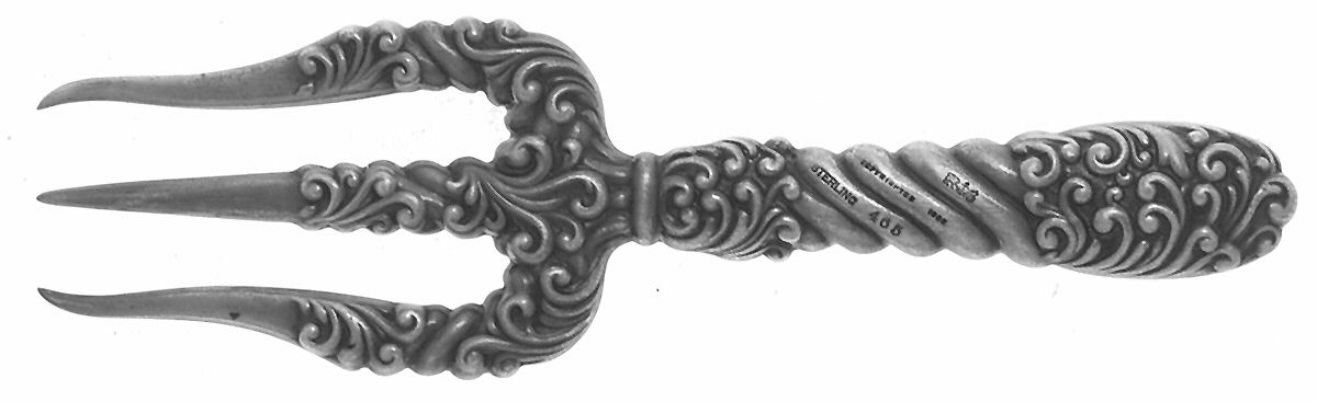 No. 75 (Sterling) All Hollow Bread Serving Fork by Gorham Silver-1