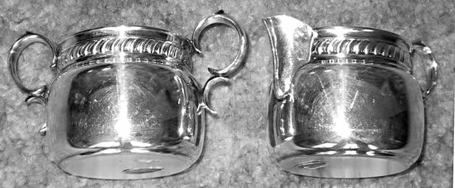 YB42 (Silverplate, Hollowware) Plated Mini Creamer and Open Sugar by Gorham Silver-1