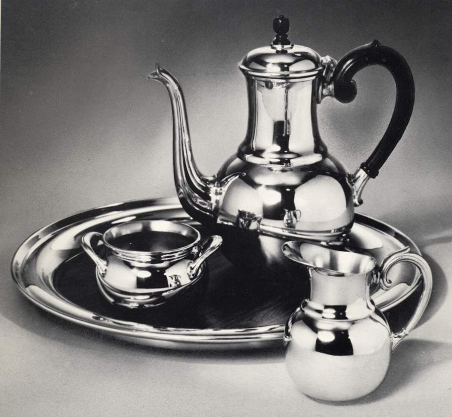 Colonial (Pewter, Hollowware) (4 Pc) Coffee Set (CP,CR,SUO,RT14) by Gorham Silver-1