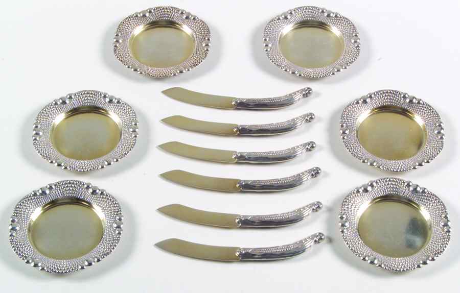 2250 (Sterling, Hollowware) Corn Buttering Set (Set of 6) by Gorham Silver-1