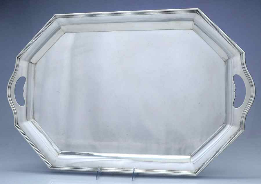 A5751-Plain (Sterling, Hollowware) Large Waiter Tray by Gorham Silver-1