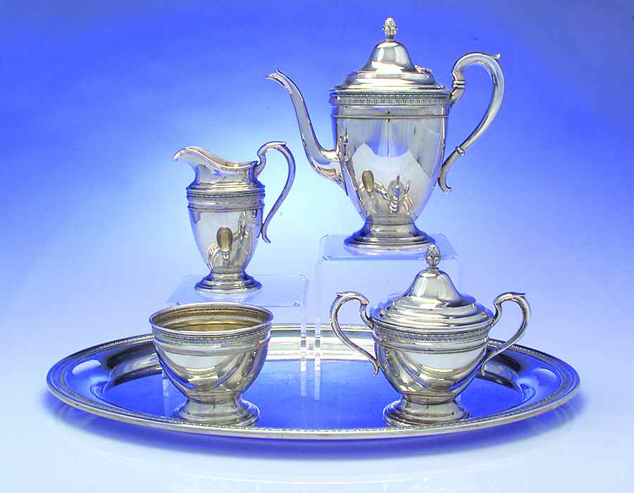 Y601 (Silverplate, Hollowware) 5-Piece Coffee Set (CP, Crmr, Su, Wb &Tray) by Gorham Silver-1