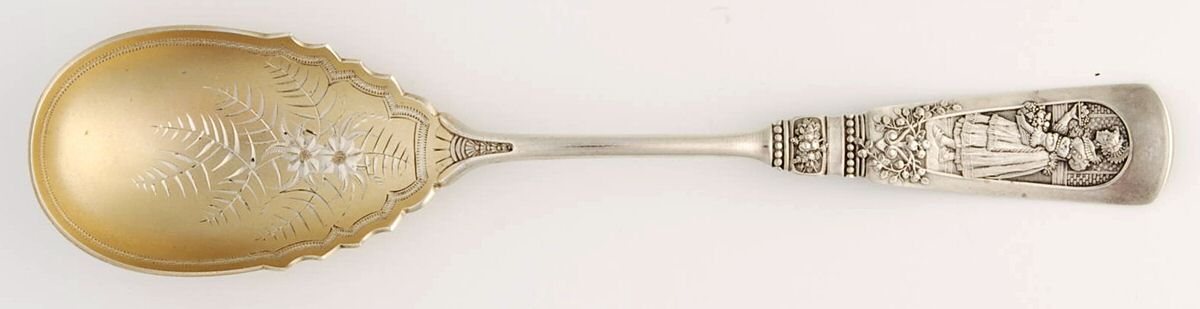 Fontainebleau (Sterling, 1880, Monograms) Large Bright Cut Jelly Spoon by Gorham Silver-1