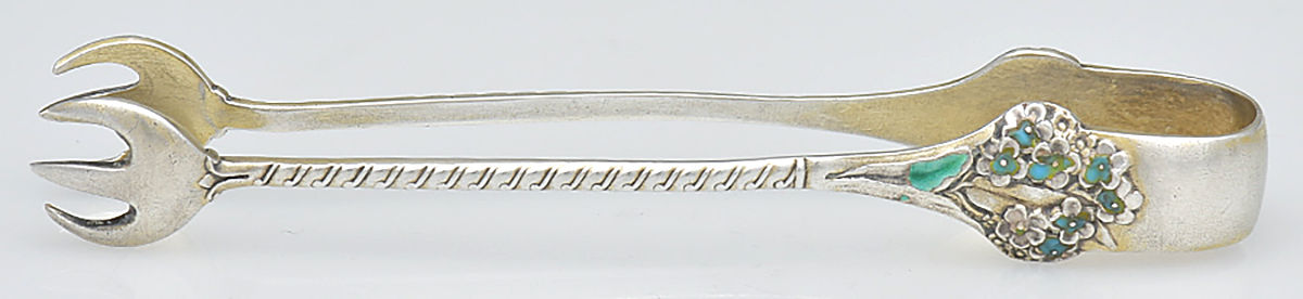 808 (Sterling) Enameled Bon Bon Tongs by Gorham Silver-1