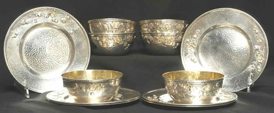 A8918-1 (Sterling, Hollowware) Set of 6 Finger Bowls & Underplate by Gorham Silver-1