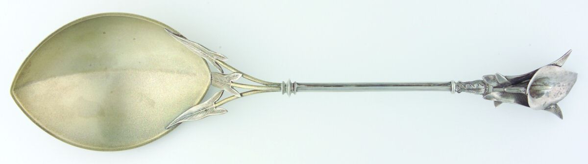 Calla Lilly (Sterling, 1865) Solid Pudding Spoon by Gorham Silver-1
