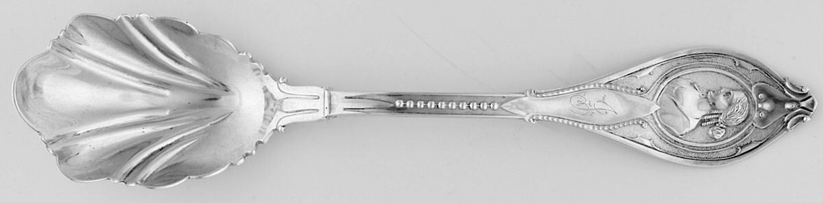 Medallion-E (Sterling, 1890) Sugar Shell Spoon by George W Shiebler-1