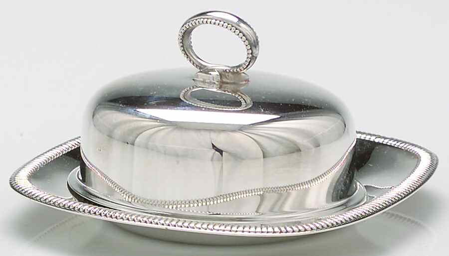 French Gadroon (Silverplate, Hollowware) Plated Covered Round Butter by Gorham Silver-1