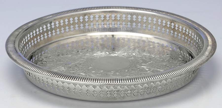 French Gadroon (Silverplate, Hollowware) 10" Gallery Tray by Gorham Silver-1
