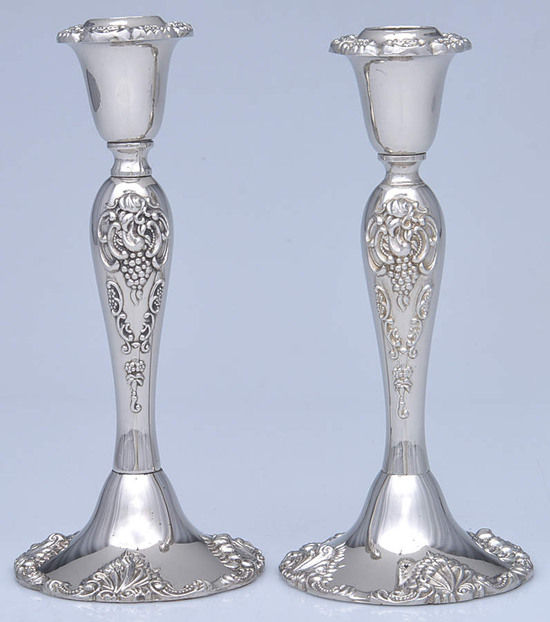 Silverplate Hollowware Pair of 8" Candlesticks by Godinger-1