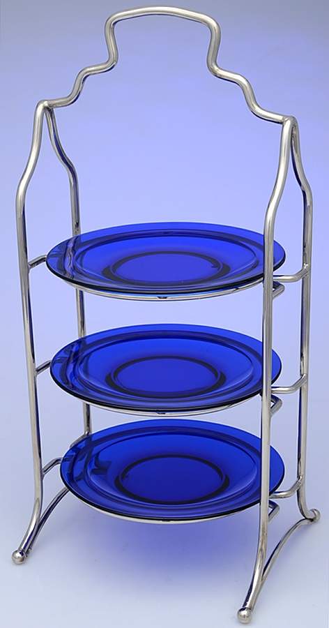 Silverplate Hollowware Cobalt Round 3 Tier Serving Tray by Godinger-1