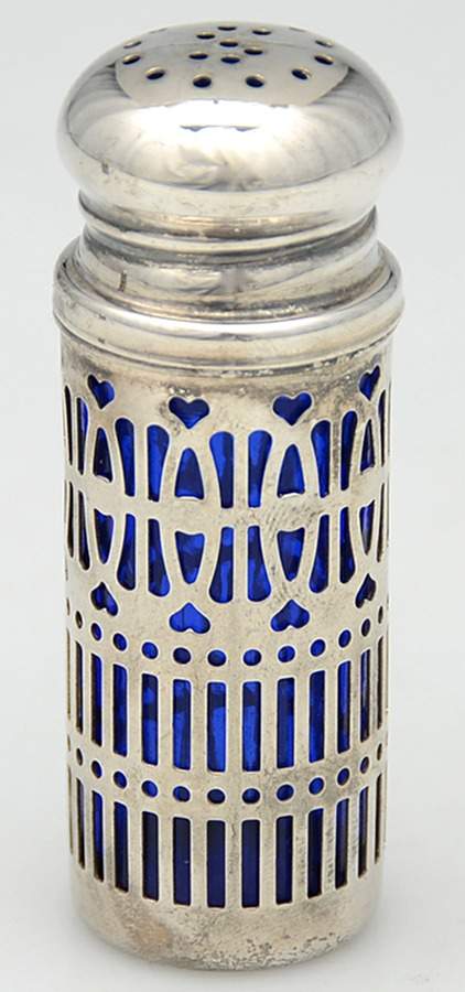 Silverplate Hollowware Salt Shaker W/Cobalt Liner by Godinger-1