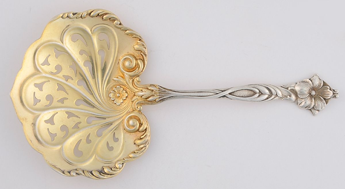 H45 (Sterling) Solid Bon Bon Spoon with Pierced Bowl by Gorham Silver-1