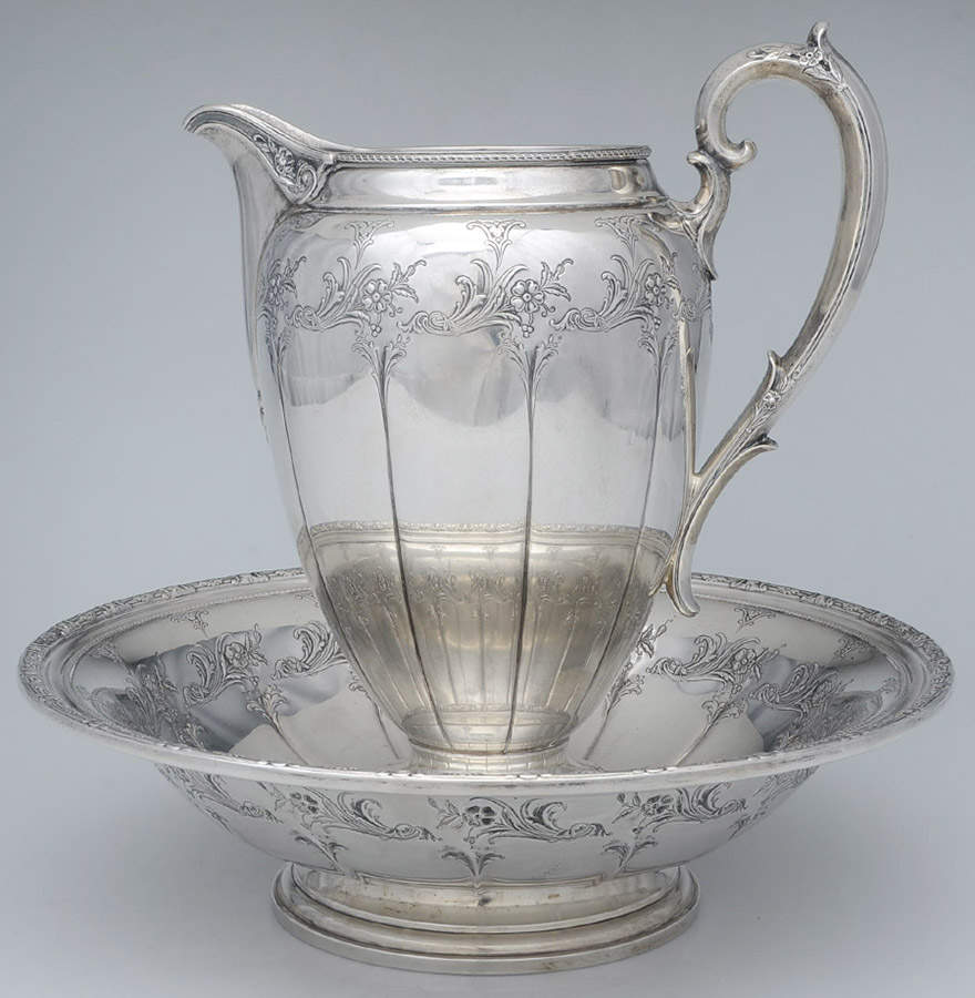 873 (Sterling, Hollowware) 72 Oz Pitcher with Underplate by Gorham Silver-1