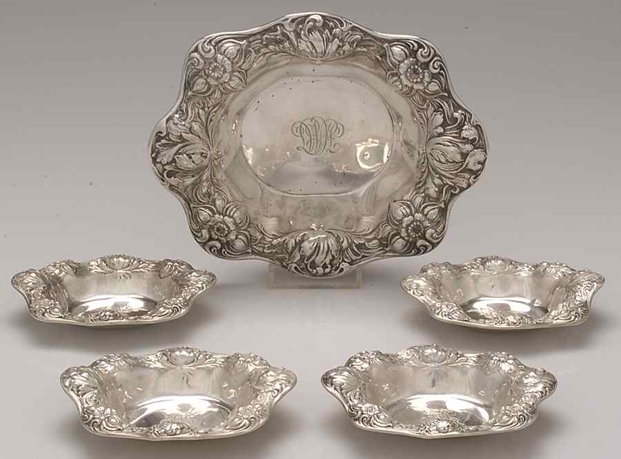 A3964 (Sterling, Hollowware) Sterling 5-Piece Nut Dish Set by Gorham Silver-1