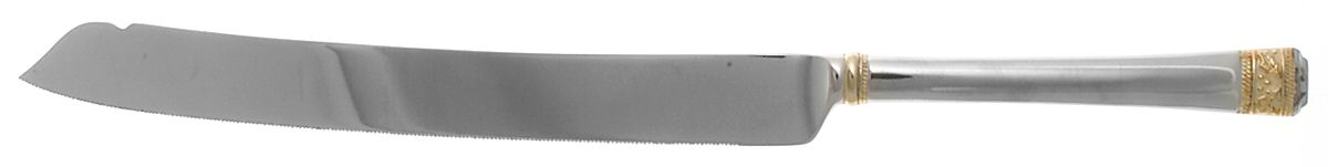 Festive Holly (Stainless, Gold Accent) Wedding Cake Knife with Stainless Blade by Gorham Silver-1