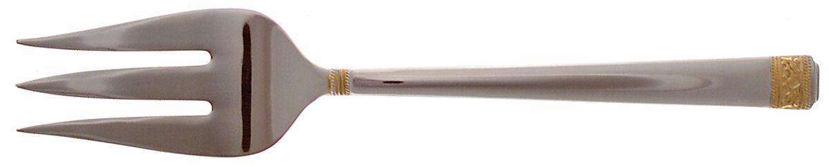 Festive Holly (Stainless, Gold Accent) Medium Solid Cold Meat Serving Fork by Gorham Silver-1